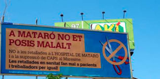 Pancarta reivindicativa finançada amb micromecenatge